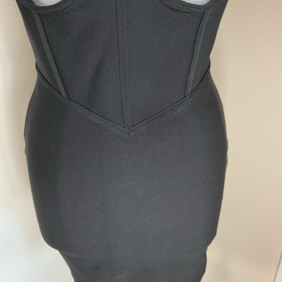 Mad For Love Black Midi Bodycon Bandage Dress Strappy Cutout Size M - Picture 2 of 5
